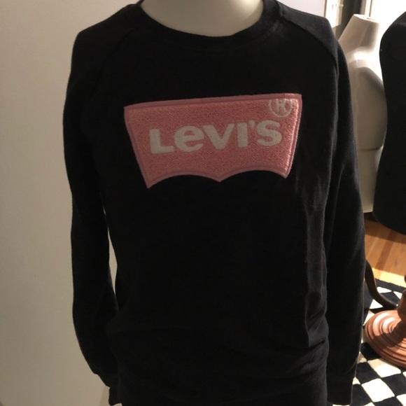 Black Levi’s sweatshirt w/pink logo - girl size 12 - Picture 2 of 7